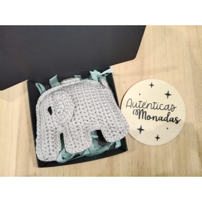 Mordedor Elefante de Crochet Hecho a Mano –Regalo bebé suave y Natural