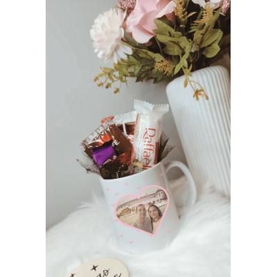 Taza San Valentín Personalizada con Foto – Diseño Corazón  Con o Sin Chocolatinas