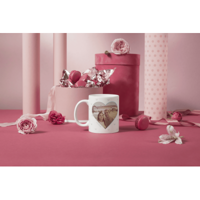 Taza San Valentín Personalizada con Foto – Diseño Corazón  Con o Sin Chocolatinas