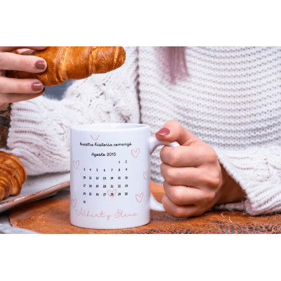 Taza personalizada con foto y calendario – Regalo original para San Valentín