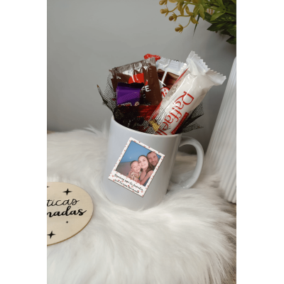 Taza Personalizada de San Valentín con Fotos y Chocolates - Regalo original