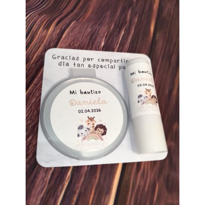 Conjunto bálsamo labial aloe vera y espejo personalizado – Regalo para eventos