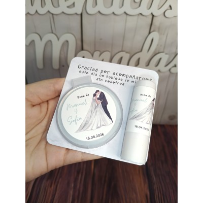 Conjunto bálsamo labial aloe vera y espejo personalizado – Regalo para eventos
