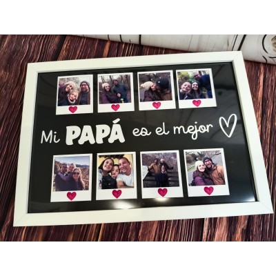 Marco Personalizado Día del Padre con Fotos Polaroid – Regalo Original para Papá