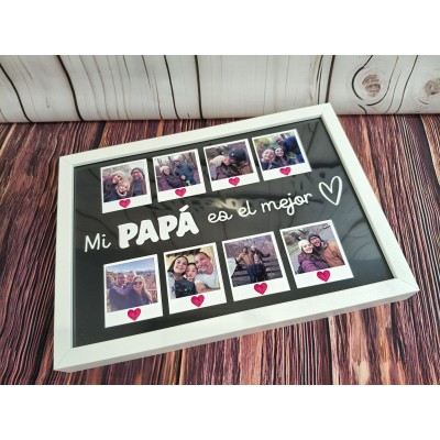 Marco Personalizado Día del Padre con Fotos Polaroid – Regalo Original para Papá