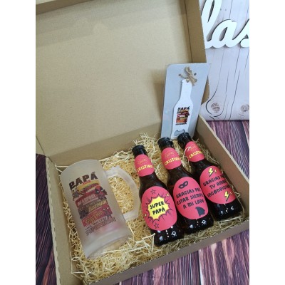 Caja Regalo Día del Padre Superhéroe con Jarra, Abridor y Cervezas Personalizadas|Regalo original Dia del Padre