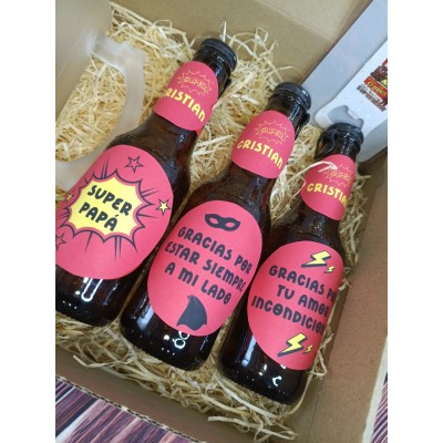 Caja Regalo Día del Padre Superhéroe con Jarra, Abridor y Cervezas Personalizadas|Regalo original Dia del Padre