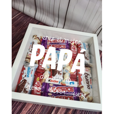Marco de Fotos con Dulces Personalizado Día del Padre – Eres el Mejor Papá del Mundo  Regalo original Dia del padre