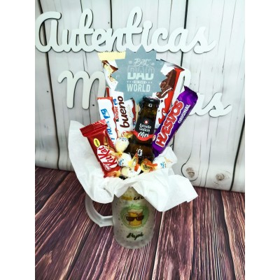 Jarra Personalizada con Dulces y Cerveza Mini Estrella Galicia – Regalo Día del Padre