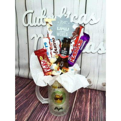 Jarra Personalizada con Dulces y Cerveza Mini Estrella Galicia – Regalo Día del Padre