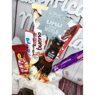 Jarra Personalizada con Dulces y Cerveza Mini Estrella Galicia – Regalo Día del Padre