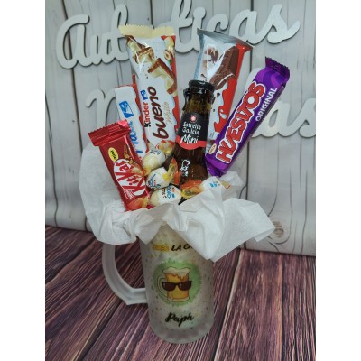 Jarra Personalizada con Dulces y Cerveza Mini Estrella Galicia – Regalo Día del Padre