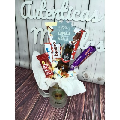 Jarra Personalizada con Dulces y Cerveza Mini Estrella Galicia – Regalo Día del Padre