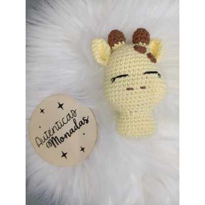 Sonajero Jirafa Hecho a Mano de Crochet – Juguete Artesanal para Bebé con Hilo 100% Algodón