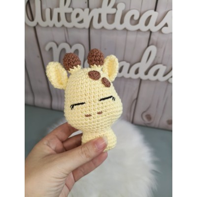 Sonajero Jirafa Hecho a Mano de Crochet – Juguete Artesanal para Bebé con Hilo 100% Algodón