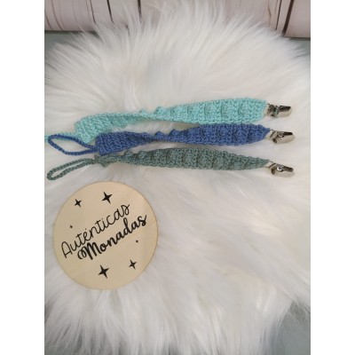 Pack 3 Chupeteros Crochet Hechos a Mano – Pinza Metálica – Colores a Elegir
