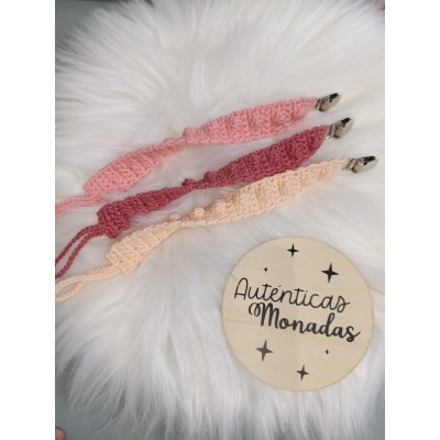 Pack 3 Chupeteros Crochet Hechos a Mano – Pinza Metálica – Colores a Elegir