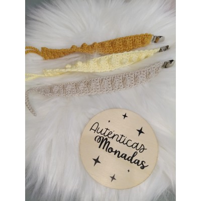 Pack 3 Chupeteros Crochet Hechos a Mano – Pinza Metálica – Colores a Elegir