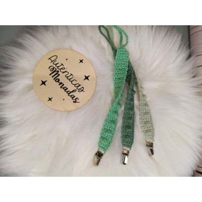 Pack 3 Chupeteros Crochet Hechos a Mano – Pinza Metálica – Colores a Elegir