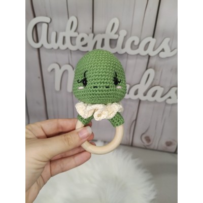 Sonajero Mordedor Tortuga de Crochet – Juguete Bebé Hecho a Mano