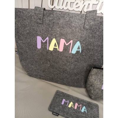 Pack Regalo para Mamá – Bolso de Fieltro Reciclado con Neceser y Funda de Gafas Personalizable