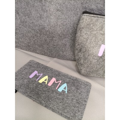 Pack Regalo para Mamá – Bolso de Fieltro Reciclado con Neceser y Funda de Gafas Personalizable