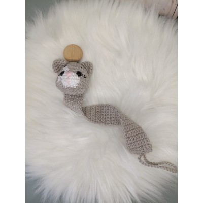 Sujetachupetes gato para bebé  Chupetero original hecho a mano  Regalo recién nacido