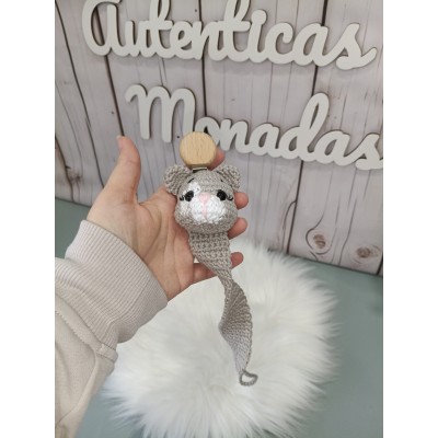 Sujetachupetes gato para bebé  Chupetero original hecho a mano  Regalo recién nacido