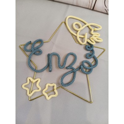 Nombre en Tricotín Personalizado con Cohete para Bebé o Infantil