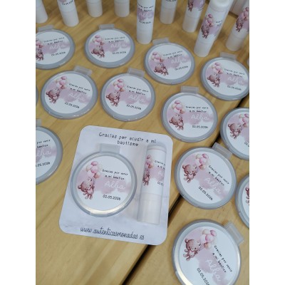 Conjunto bálsamo labial aloe vera y espejo personalizado – Regalo para eventos