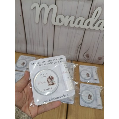 Conjunto bálsamo labial aloe vera y espejo personalizado – Regalo para eventos