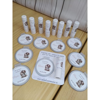 Conjunto bálsamo labial aloe vera y espejo personalizado – Regalo para eventos