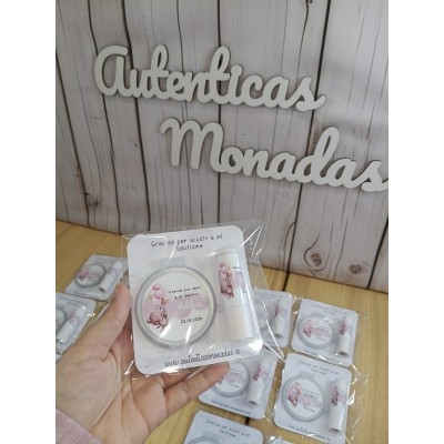 Conjunto bálsamo labial aloe vera y espejo personalizado – Regalo para eventos