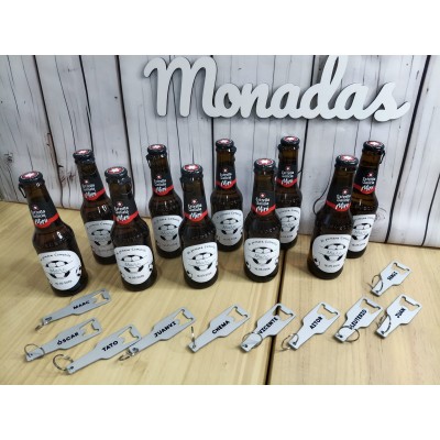 Cerveza mini Estrella Galicia con abridor personalizado – Regalo para eventos hombres