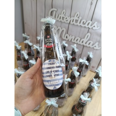 Cerveza mini Estrella Galicia con abridor personalizado – Regalo para eventos hombres