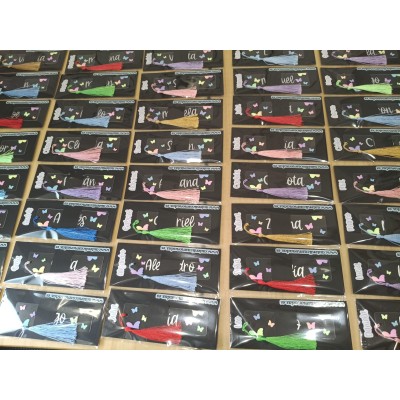 Marcapáginas Acrílico Diseño Mariposas Personalizado  12x3 cm  Con Borla
