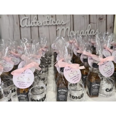 Mini Botella de Licor con Vaso de Cristal Personalizado para Eventos