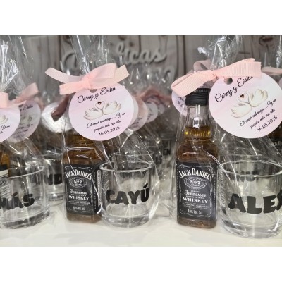 Mini Botella de Licor con Vaso de Cristal Personalizado para Eventos