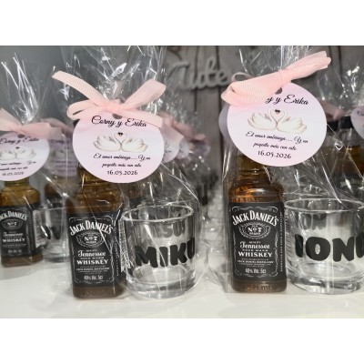Mini Botella de Licor con Vaso de Cristal Personalizado para Eventos