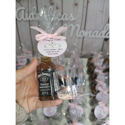 Mini Botella de Licor con Vaso de Cristal Personalizado para Eventos