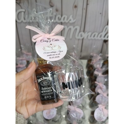 Mini Botella de Licor con Vaso de Cristal Personalizado para Eventos