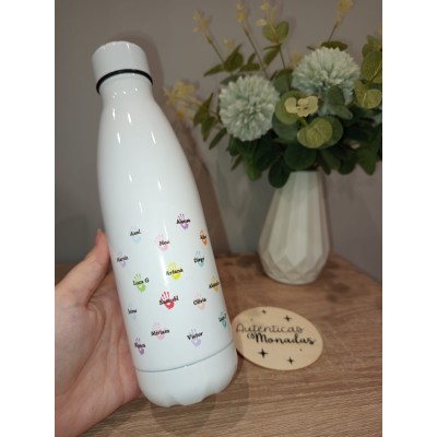 Botella Personalizada para Profesores con Huellas y Nombres  Regalo Fin de Curso