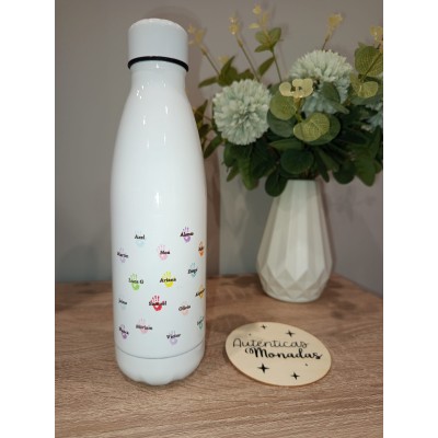 Botella Personalizada para Profesores con Huellas y Nombres  Regalo Fin de Curso