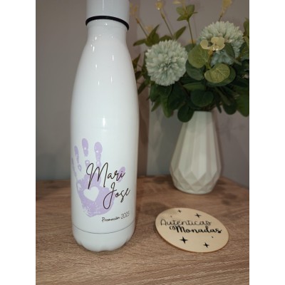 Botella Personalizada para Profesores con Huellas y Nombres  Regalo Fin de Curso