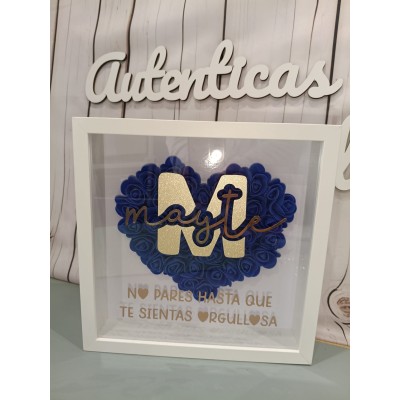Cuadro Personalizado con Flores de Goma EVA y Frase Motivadora