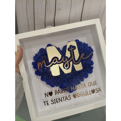 Cuadro Personalizado con Flores de Goma EVA y Frase Motivadora