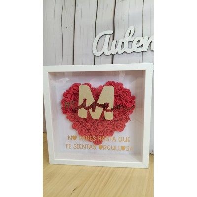 Cuadro Personalizado con Flores de Goma EVA y Frase Motivadora
