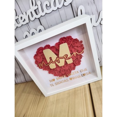 Cuadro Personalizado con Flores de Goma EVA y Frase Motivadora