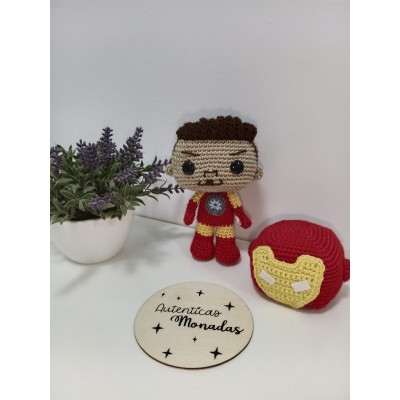 Iron Man Amigurumi de Crochet Estilo Funko | Cabeza y Casco Intercambiables | Hecho a Mano