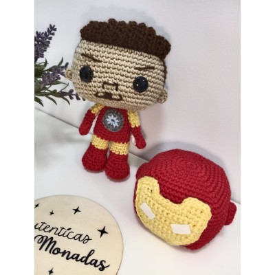 Iron Man Amigurumi de Crochet Estilo Funko | Cabeza y Casco Intercambiables | Hecho a Mano